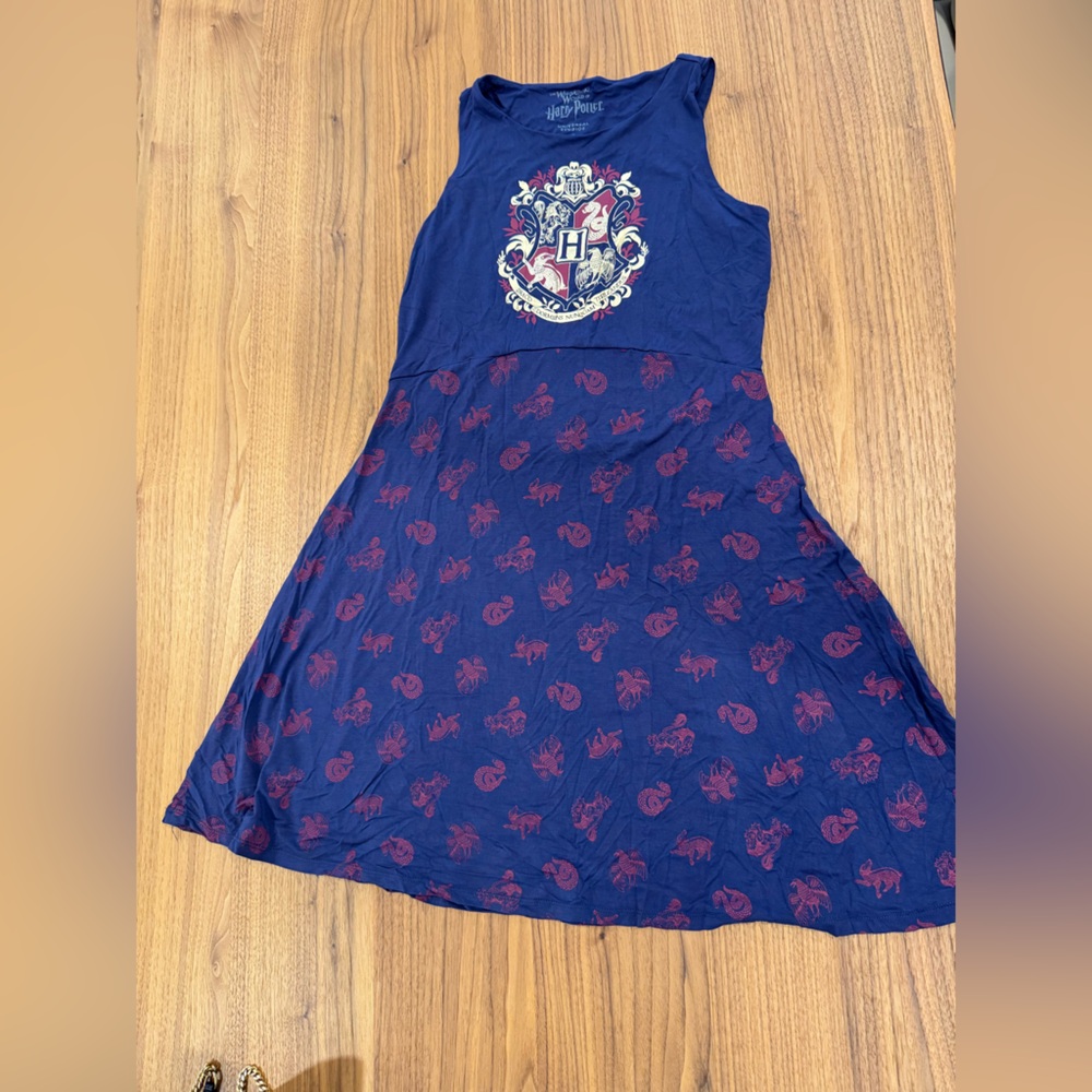 Blue and Red Graphic Dress